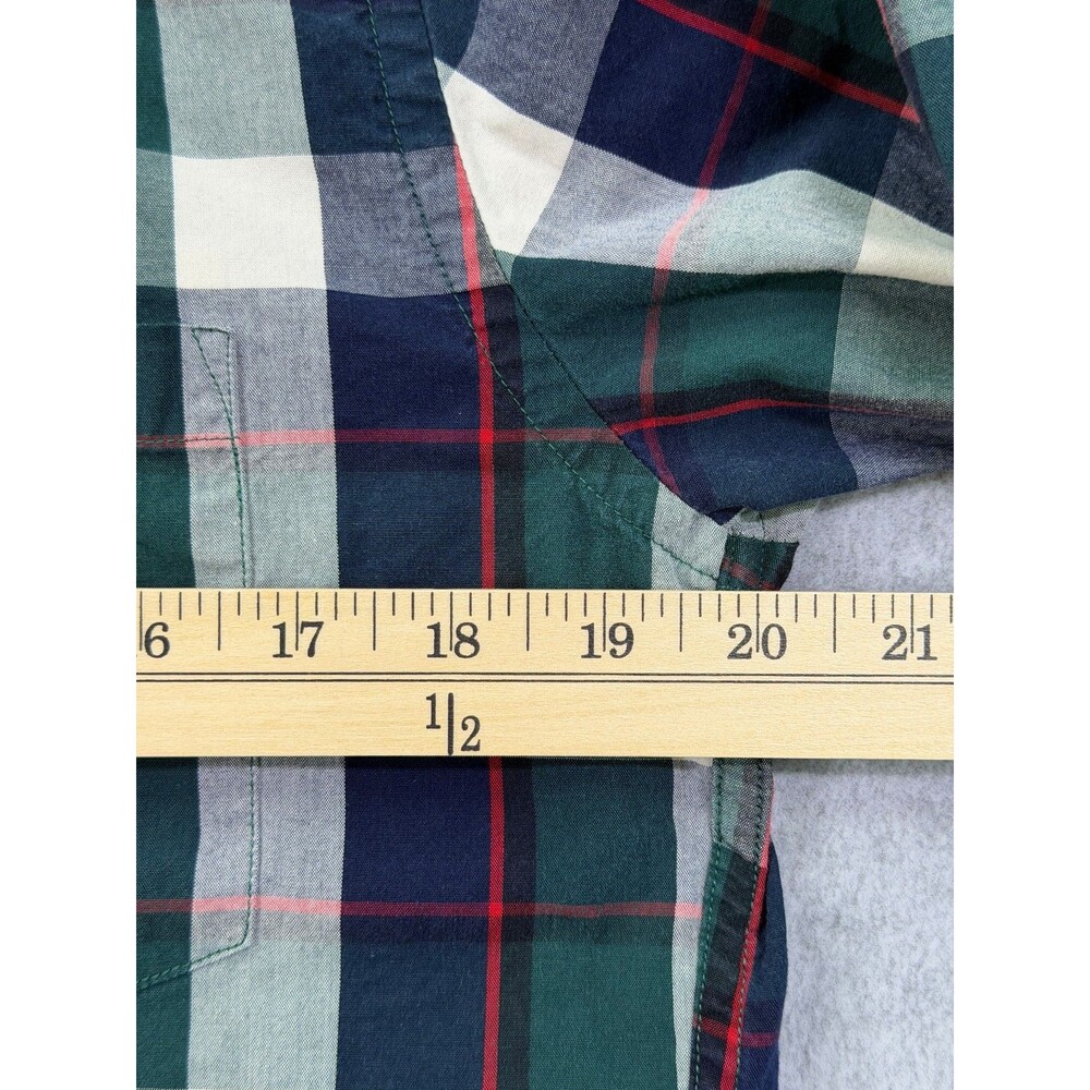 J.Crew Mens Medium Slim Fit Plaid Button Down Shirt Green Navy Cotton Casual - Picture 5 of 8